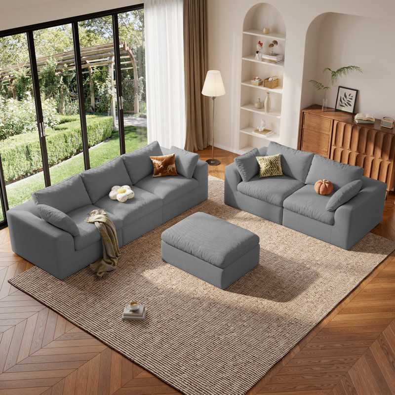 Canapé deux places modulaire Cloud Loveseat de 200 cm (78,7 po), en tissu mousse bicolore doux, sans assemblage requis, pour le salon (gris)