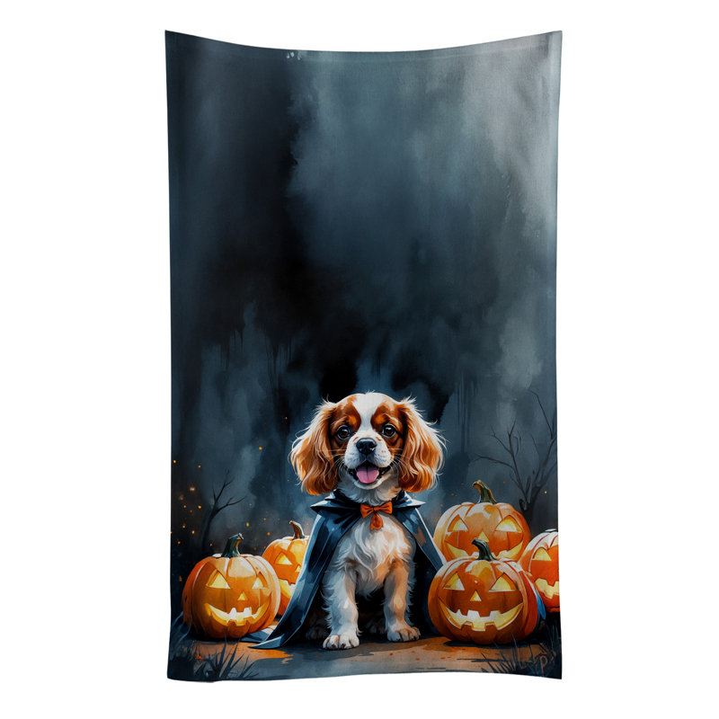 Cavalier Spaniel Puppy Halloween Kitchen Towel, Cavalier Spaniel
