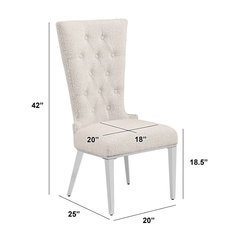 Chaises d'appoint Elegant Boucle, Crème, crème, Argent argent
