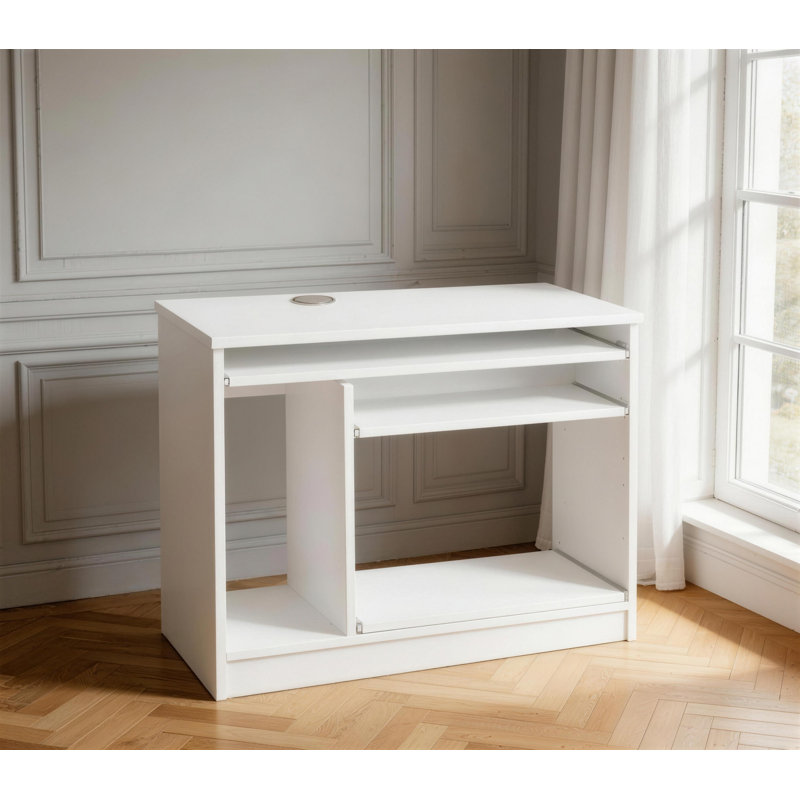 Solid Wood Computer Desk, White