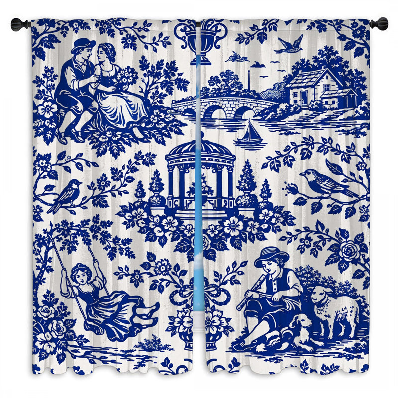 Rideaux de fenêtre Blue Toile, 80 po x 52 po - 2 panneaux, Transparent