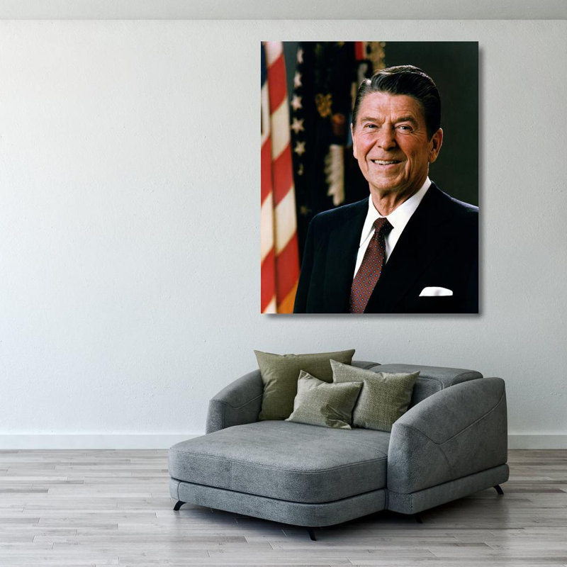 Portrait officiel du président Ronald Reagan, H 35 po x l 28 po