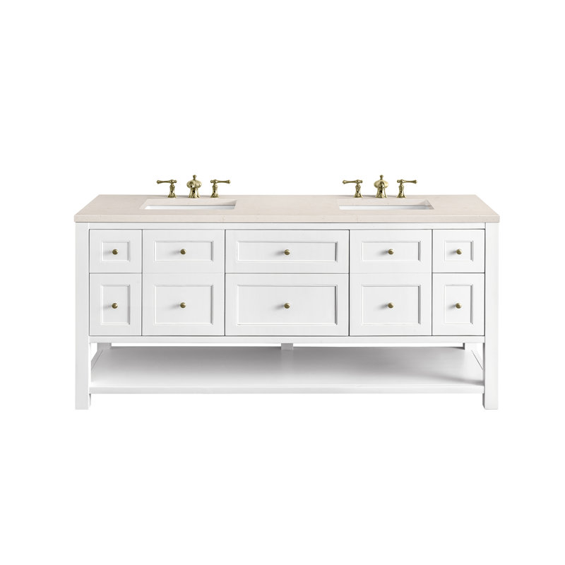 Breckenridge 72'' W Double Vanity, Bright White, Carrara White, 8" Widespread