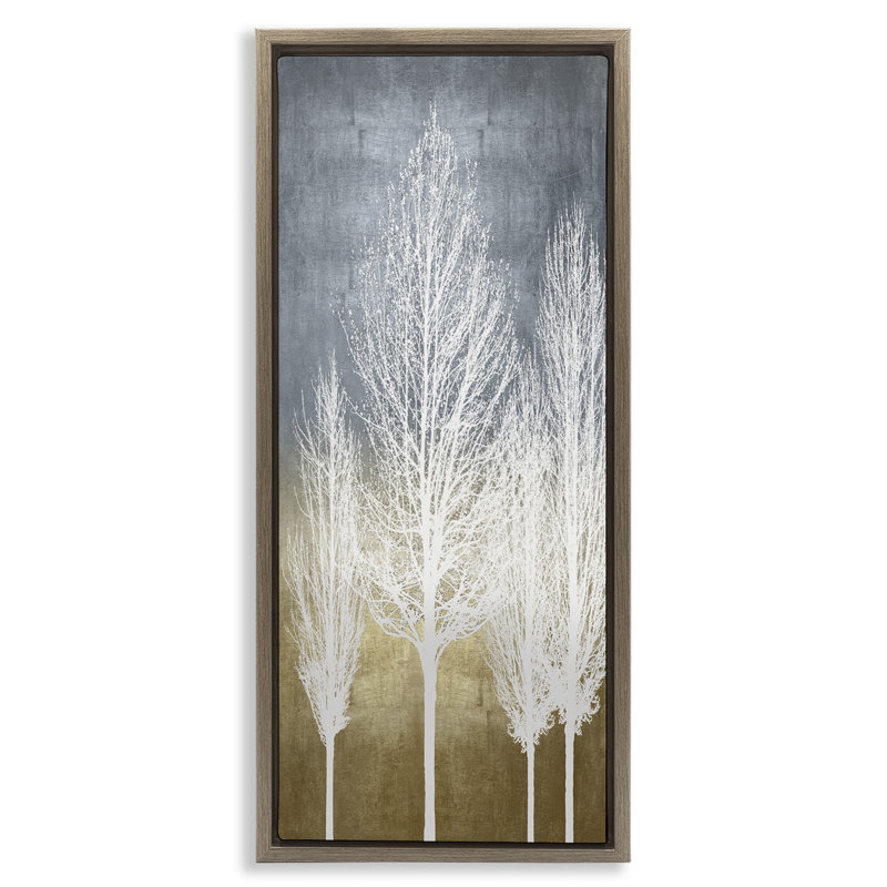 «Tall Tree Silhouettes Abstraction», art mural encadré par Kate Bennett, H 31 po x l 15 po, Cadre flottant orme Montalcino