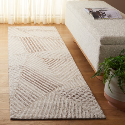 Tapis géométrique en laine et coton touffeté Fazli