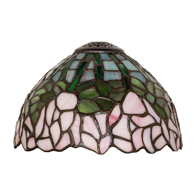 Abat-jour fantaisie en verre H 5 po x l 8 po Cabbage Rose