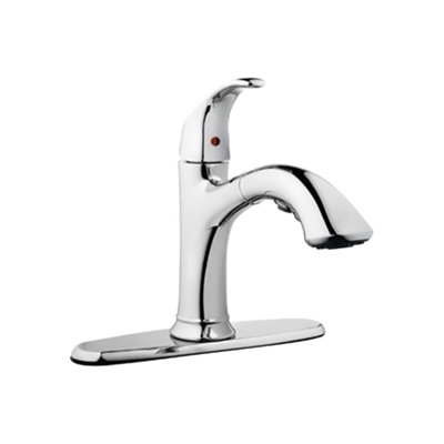 HomePointe Single Loop Handle Kitchen Faucet With Pull-Out Spray, Brushed Nickel