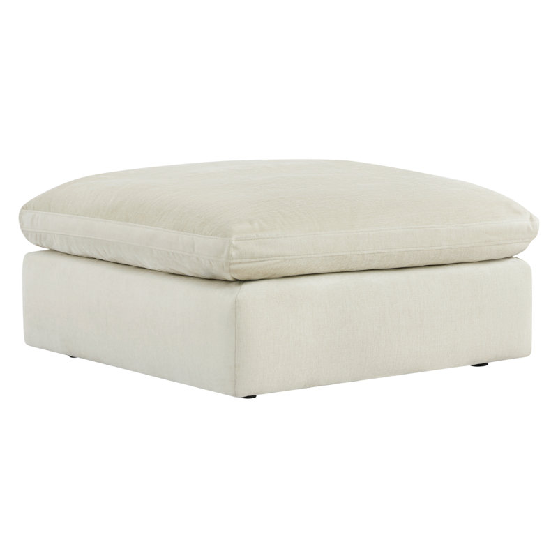 Repose-pieds standard en velours Salha, Velours beige