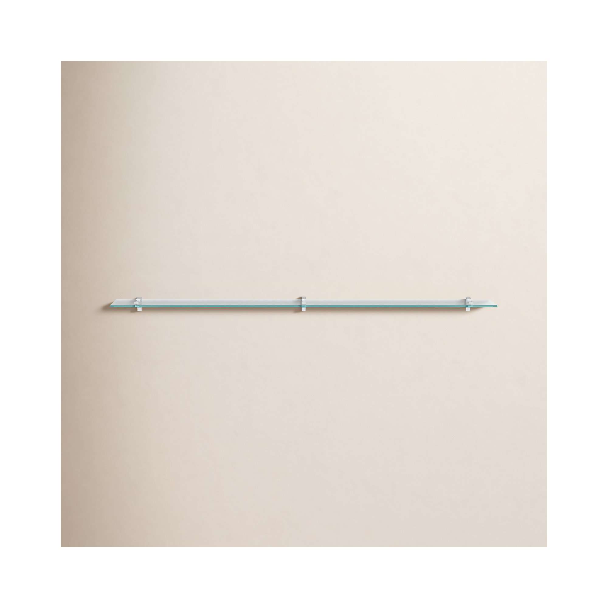 Earlham Tempered Glass Wall Mounted Bracket Shelf, Chrome