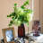 Clear Glass Accent Vase with Artistic Amber Spots
