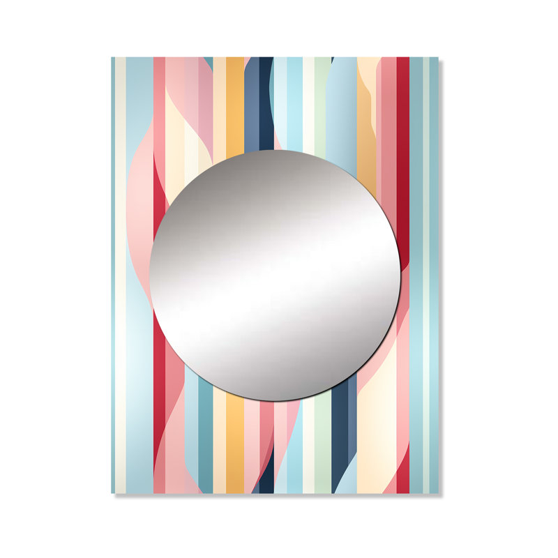 Wykeisha rétro pastel rayé et motif tourbillon - miroir rayé, 40 po x 30 po