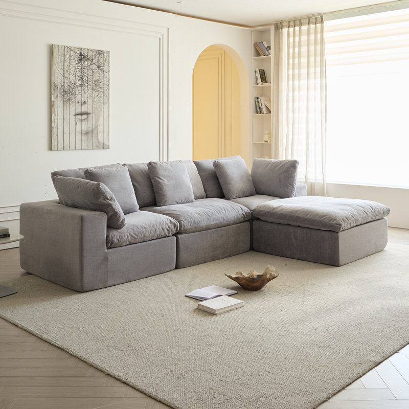 Canapé modulaire modulaire, canapé modulaire compressé en velours côtelé de style minimaliste moderne, canapé-lit, 4