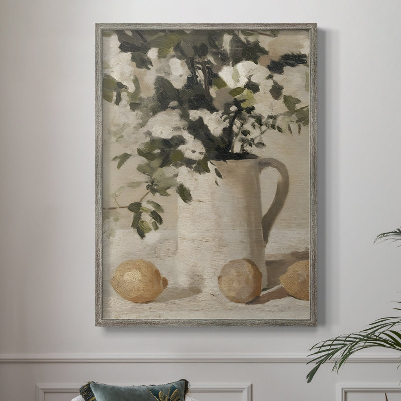 Impression florale vintage encadrée LX - bois massif, H 21 po x l 17 po