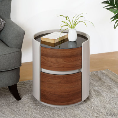 DOUBLE STORAGE ROUND SIDE TABLE