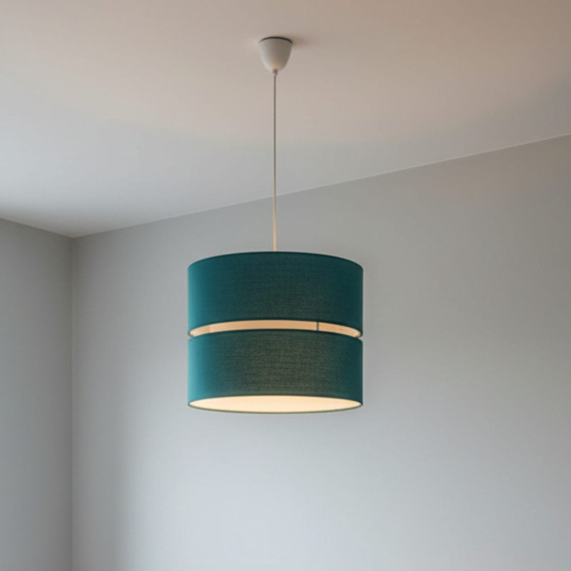 21.5cm H Cotton Drum Pendant Shade ( Screw On ), Teal