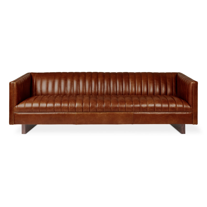 Canapé Wallace, Cuir à équipement véritable brun