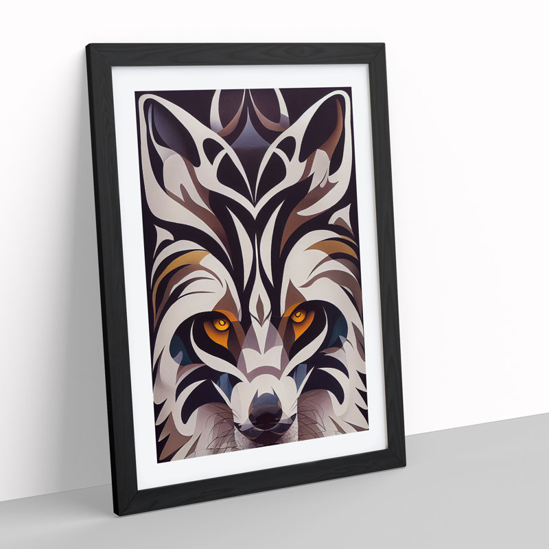 Wolf In Abstract No.4 - Print, White, 66cm H x 48cm W, Black Framed Paper