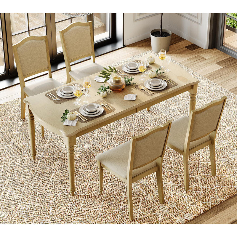 5 Piece Dining Table Set - Includes One Dining Table, 4 Wood Dining Chairs, Farmhouse Dining Set, Oak