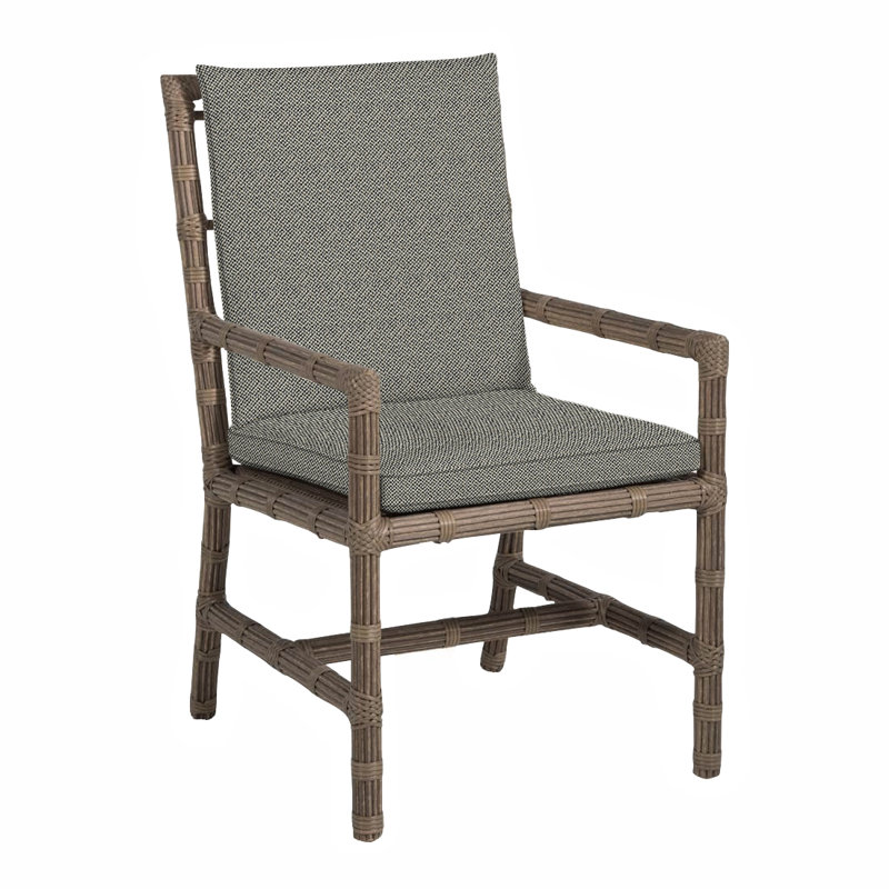 Newport Patio Dining Armchair with Cushions, Welt, Intermix Bark, Newport #66 Burlap