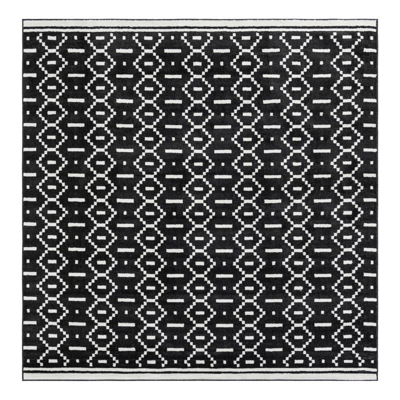 Ivy Bronx Begna Nathanyl Rug Black, Square 10'