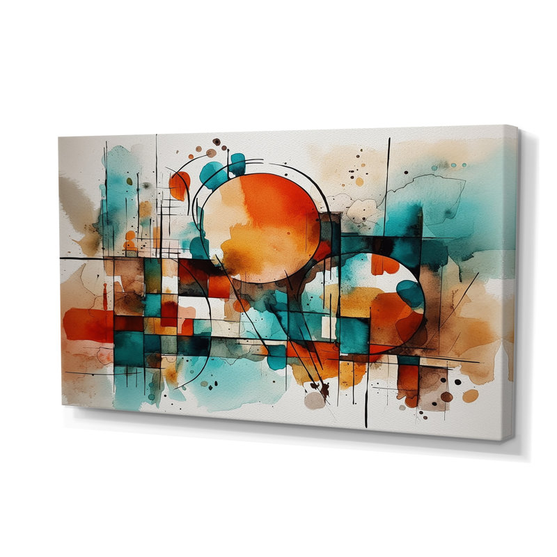 Orange orange, art géométrique abstrait sur toile