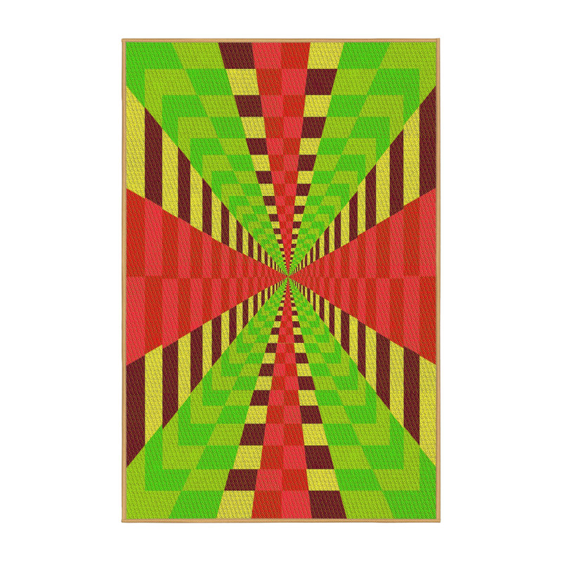 Tapis géométrique en laine jaune, Tapis de couloir 2 pi x 5 pi