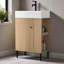 Armoire de rangement 21,6 po, meuble-lavabo en bois, lavabo simple en céramique, rangement à droite 