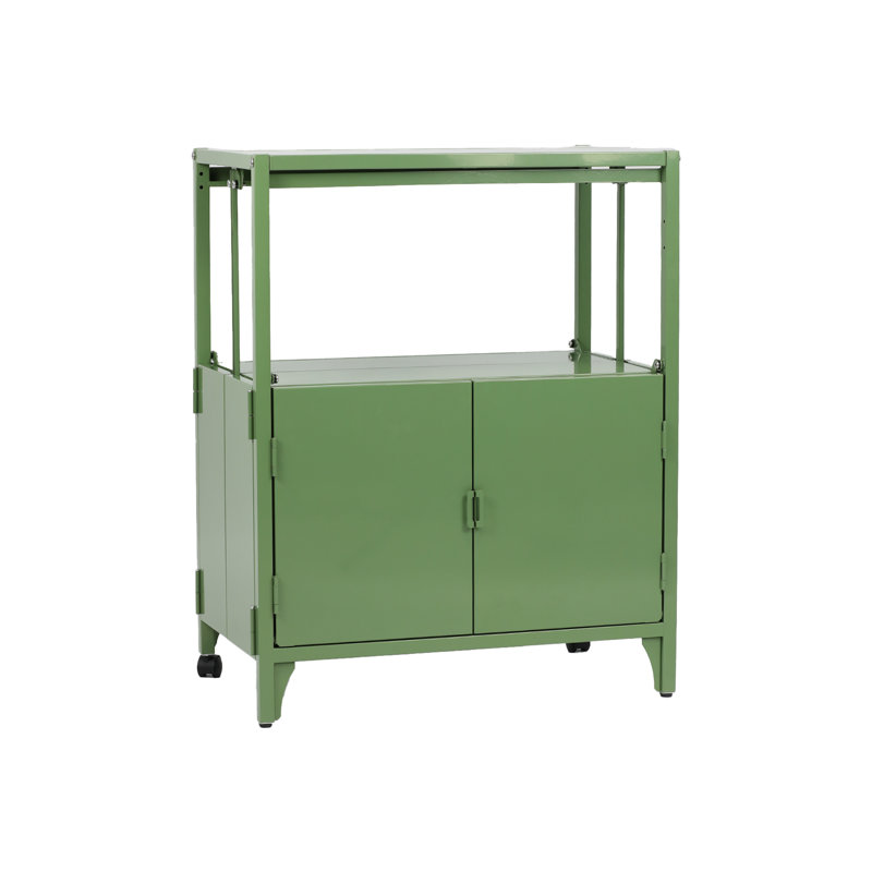 Folding Cabinet Metal Storage Cabinet With Wheels, Green