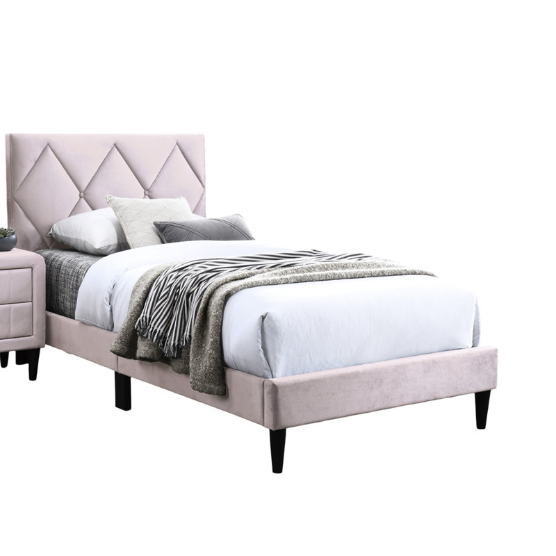Lit de chambre en velours rose, tête de lit réglable, rembourrage en mousse pour une expérience de sommeil relaxant, cadre de lit, tête de lit personnalisée