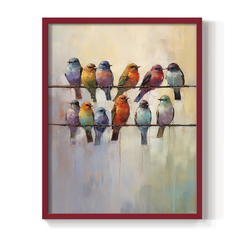 ANIMALS Series, impression encadrée, bois massif, H 21 po x l 17 po, Rouge