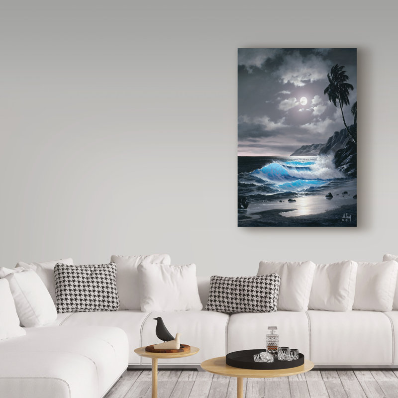 Fikes «Water Under the Moon 20», reproduction de peinture à l'huile sur toile tendue, H 19 po x l 12 po