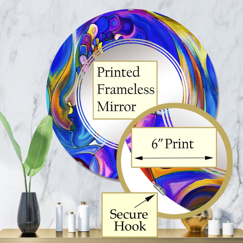 Série «Life Geometrie Series Interplay Of Humains» - Miroir mural moderne rond, 32 po x 32 po