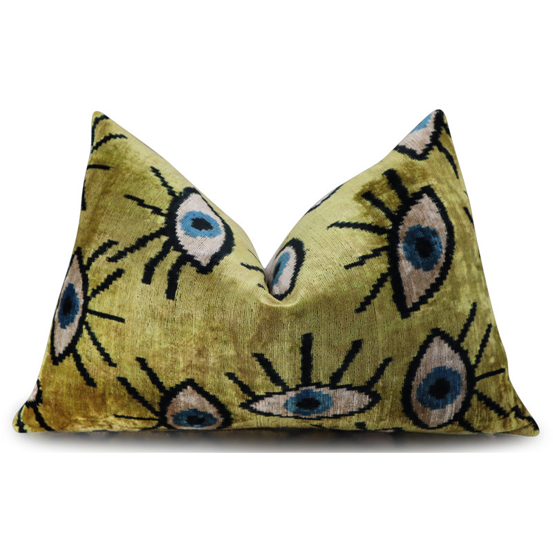 Coussin décoratif géométrique, 16 po x 24 po, Rectangulaire, Or / Bleu