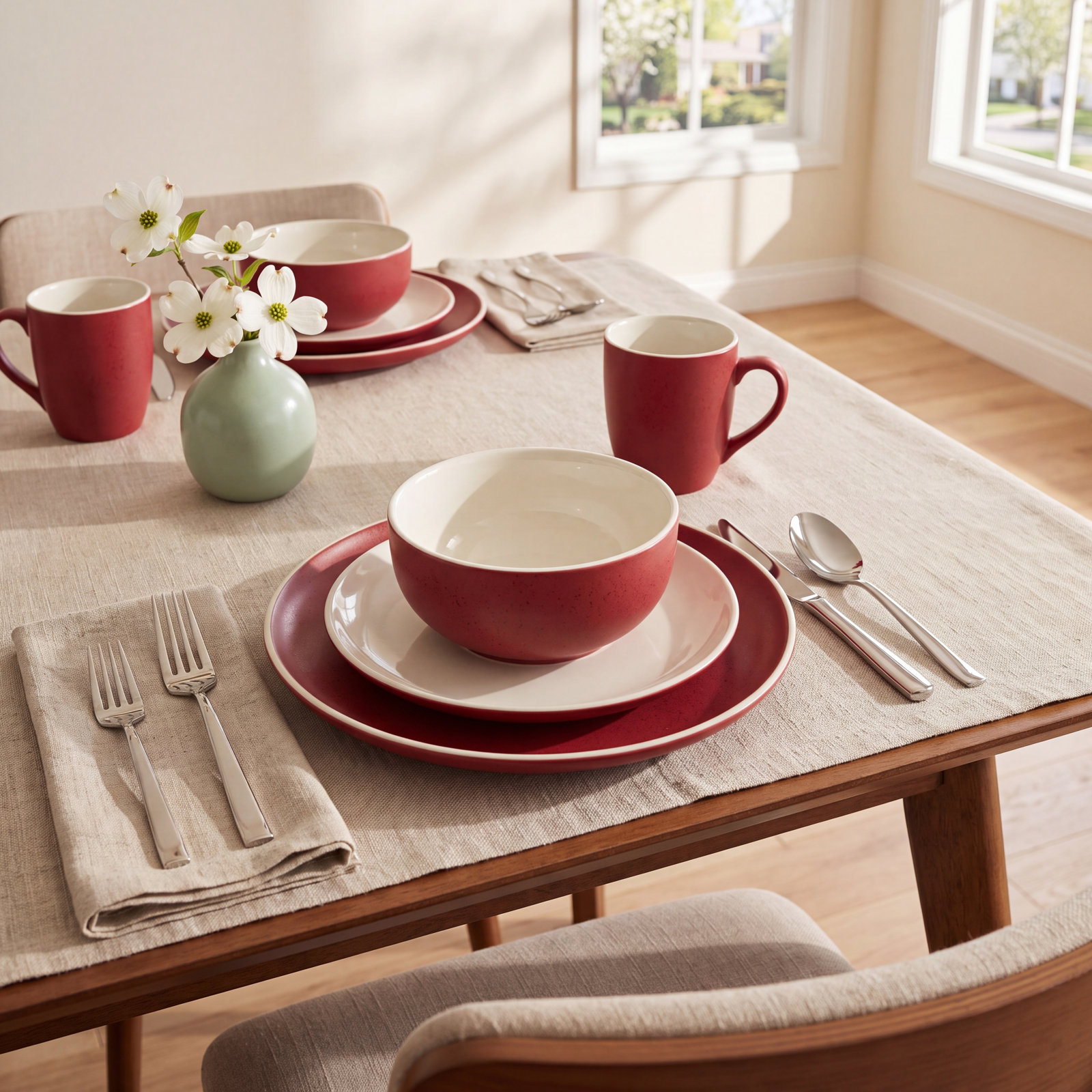Colorwave Stoneware Dinnerware Set - Service for 4, Raspberry