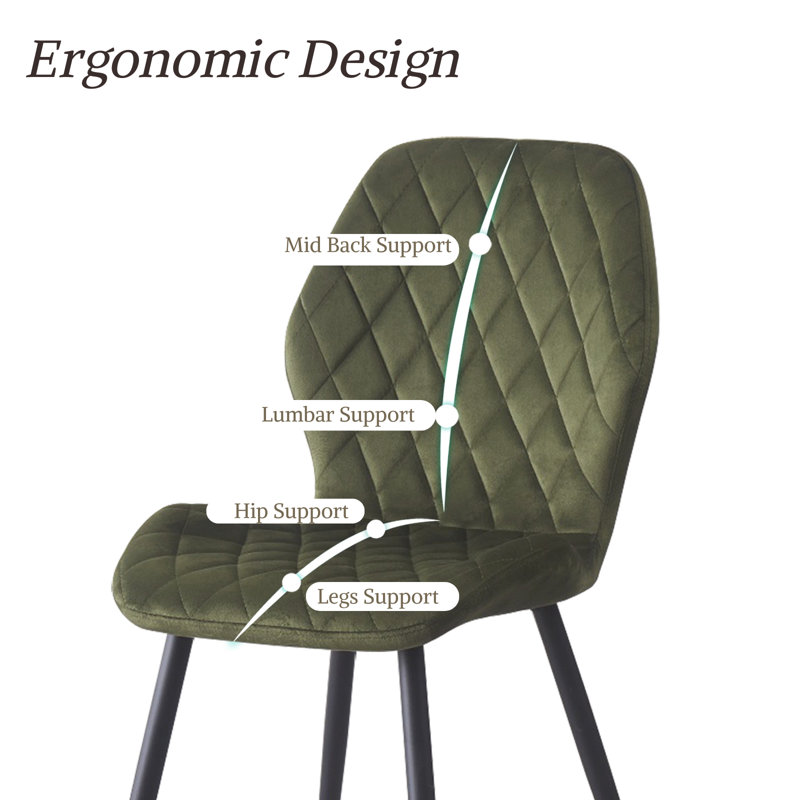 Norred Velvet Dining Chairs Upholstered seat, Sage Green