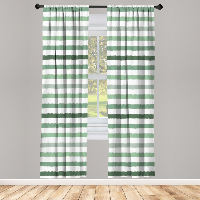Microfiber Floral Semi-Sheer Rod Pocket Curtain Panels, 28" W x 84" L, Mint