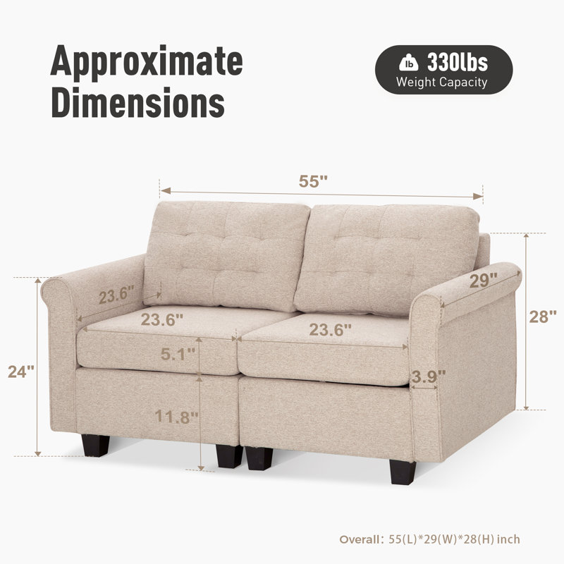 Causeuse en chenille avec éponge résiliente, Beige