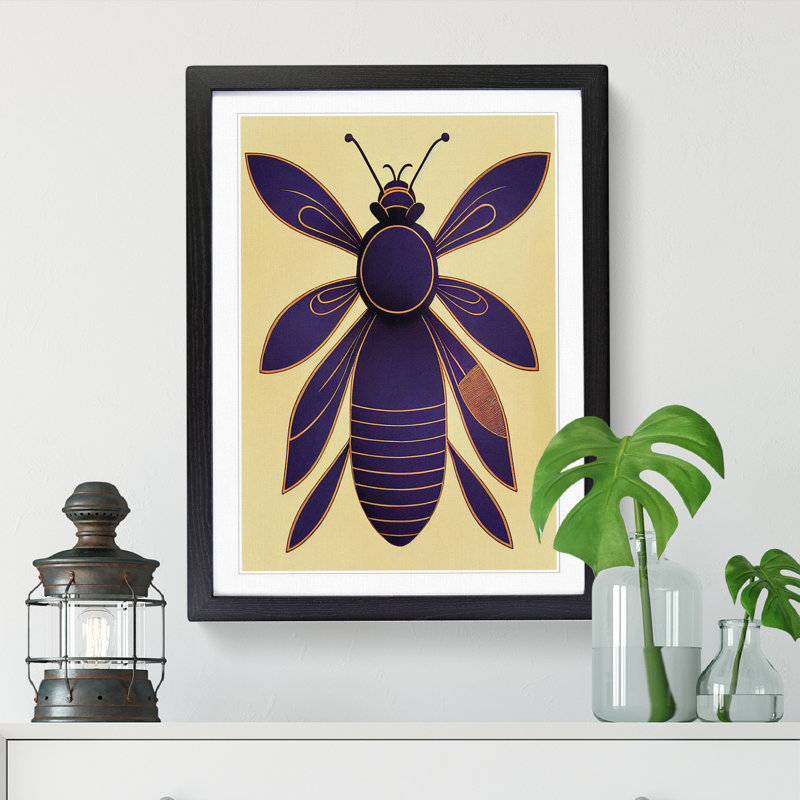 FRM-V0523-230X Bee Deco Style - Single Picture Frame Print, 46cm H x 34cm W x 2cm D, Black Framed