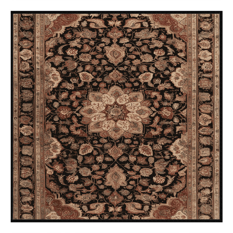Tapis brun lavable à la machine, Carré 5 pi