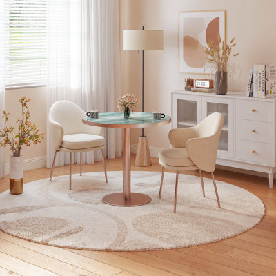 Table de salle à manger ronde moderne de 31,5 po avec tulipes, plateau de table en pierre frittée avec impression de faux marbre de luxe, base en acier inoxydable, surface imperméable et résistante aux rayures et à l'usure, idéale pour l'intérieur et l'extérieur