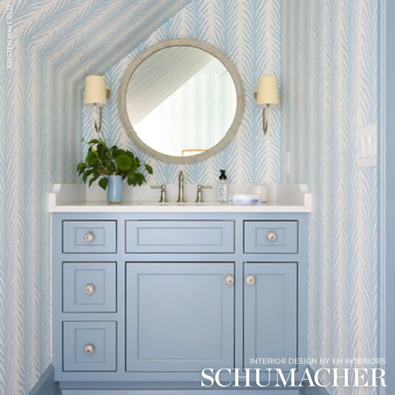 Schumacher x Celerie Kemble Creeping Fern Wallpaper, Slumber Blue