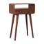 Mini console incurvée en bois massif caramel miel, 2 tiroirs, fente ouverte, pieds nordiques, brun-1914133599