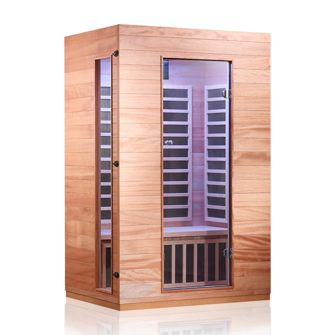 Hongyuan 2-Person Indoor Bluetooth Compatible FAR Infrared Sauna in Okoume & Hemlock royal saunas hongyuan