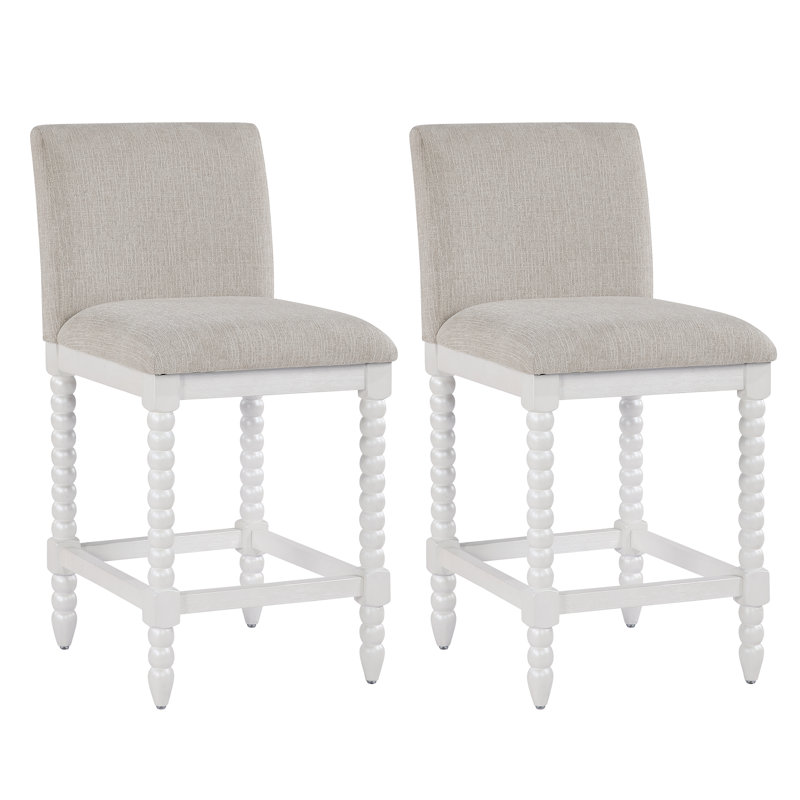 Tabouret de comptoir Tamami, Beige, 2, Blanc