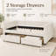 Lit de jour grand rembourré avec 2 tiroirs de rangement Bouclé, beige-1693005048