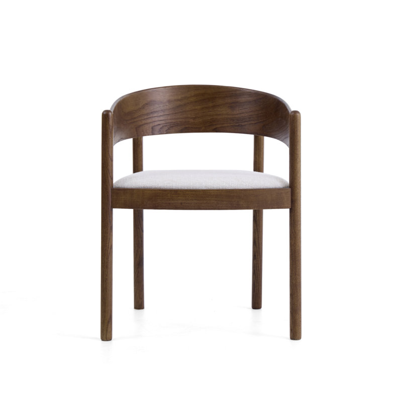 Maplen Walnut Effect Sold Wood Dining Chair, Cream