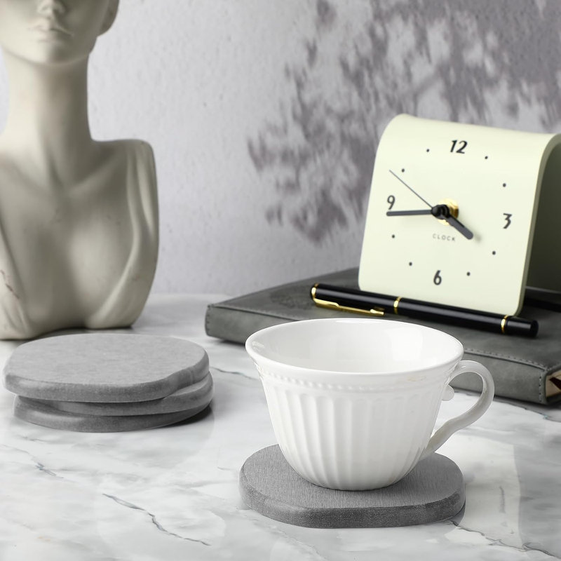 Ensemble de 8 sous-verres diatomacées gris clair