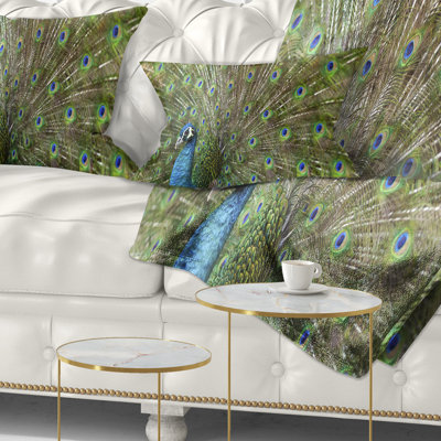 Oreiller peacock avec plumes animal magnifique