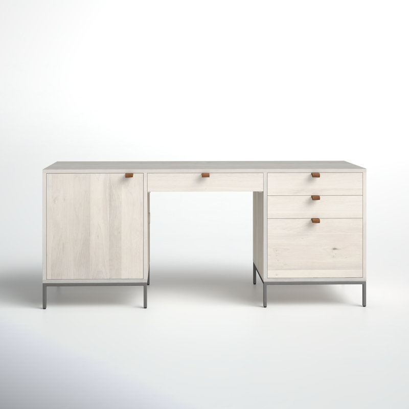 Loki Solid Wood Top Executive Desk, Dove Poplar