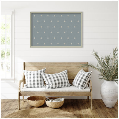 Kate and Laurel Framed Fabric Pinboard Blue Botanical Block Print Printed Linen Casual Bulletin Board for Use as a Vision Board or Wall Organization